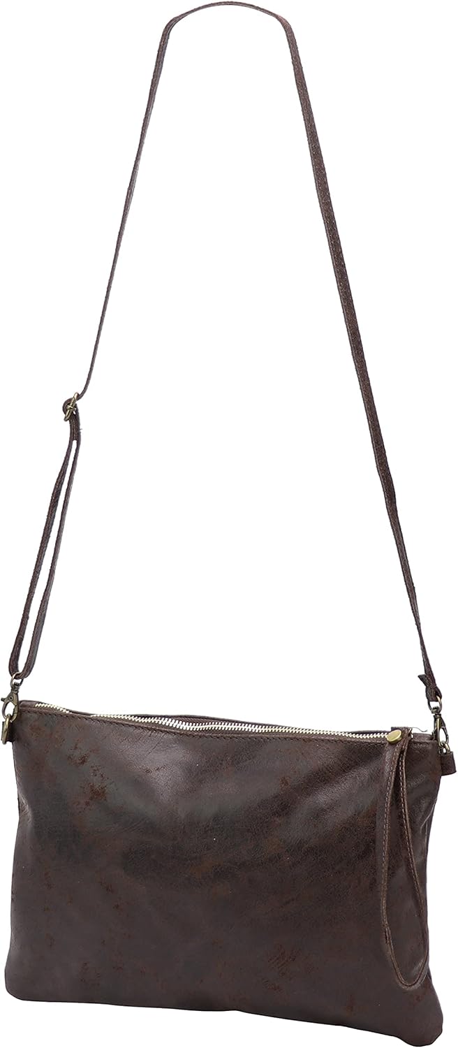 SH Leder Echtleder Umhängetasche Clutch im vintage look mittelgross Tasche Abendtasche 33x22cm Clara