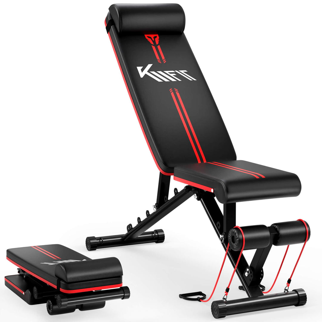 KM Fit klappbare Hantelbank Multifunktion Training Fitness Bank | 6-fach verstellbare Rückenlehne |