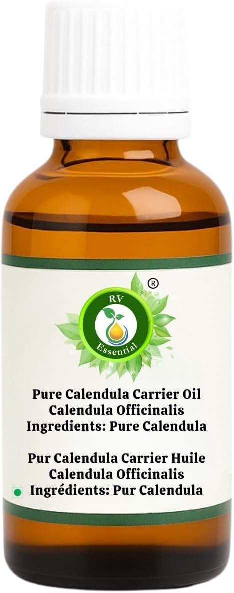 R V Essential Reines Calendula Träger Öl 50ml (1.69 Unzen) - Calendula officinalis (100% reines und