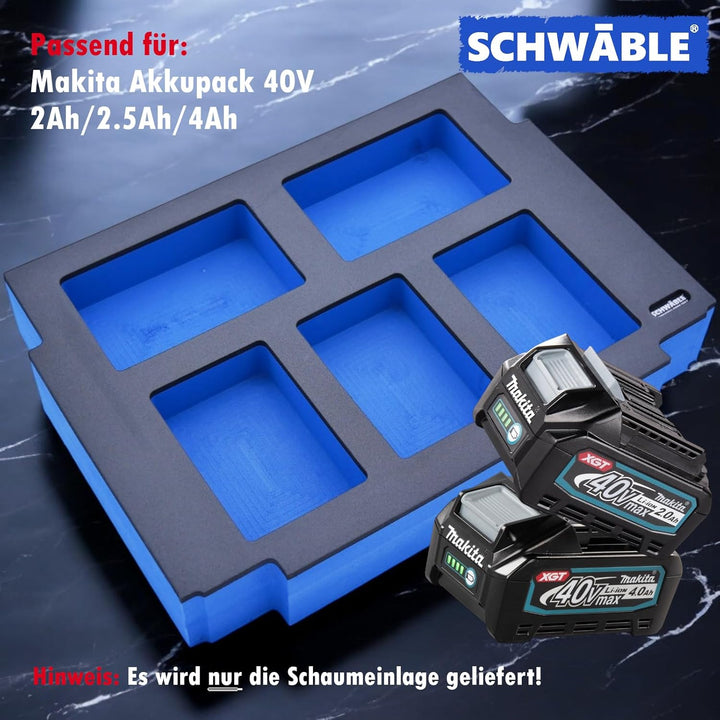 Schaumeinlage Schaumstoffeinlage passend für Makita Akkus Akkupack 40V 2-4Ah