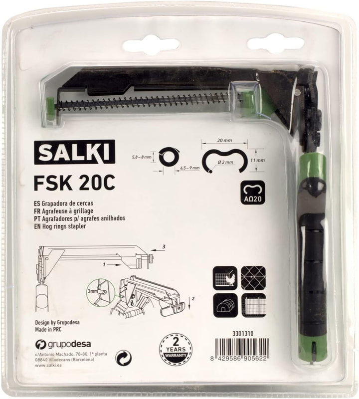 Zangenhefter mit Lader FSK20C SALKI - Zangenhefter mit eingebautem Drahtschneider bis zu 3 mm Stärke