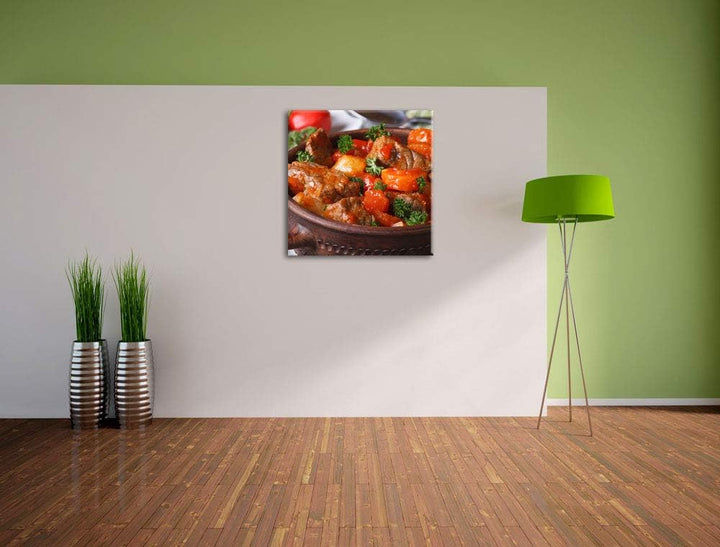Appetitlicher Bauerntopf, Format: 70x70 auf Leinwand, XXL riesige Bilder fertig gerahmt mit Keilrahm