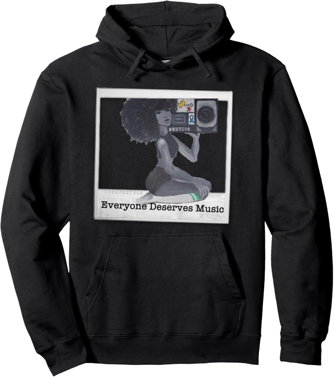 Cool chick with boombox radio Pullover Hoodie