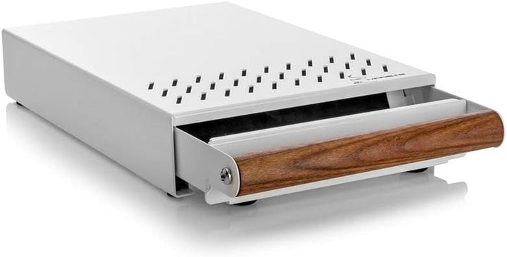 Abklopfbehälter "mini" Sudschublade Abschlagkasten Knockbox für Siebträger Kaffeesatz - weiss mit Ho