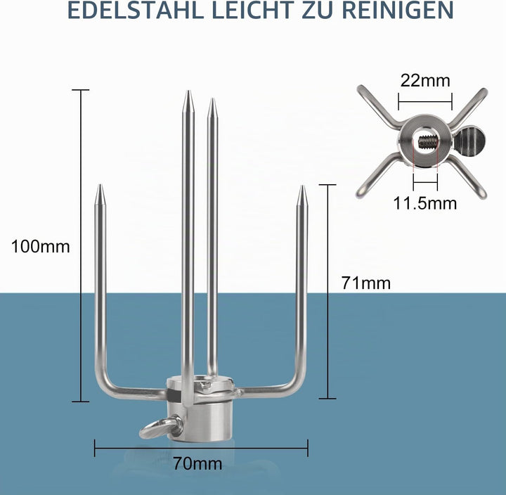 CPROSP 2 Fleischklammer für Drehspiess, Fleischnadeln für Grillspiess Ddelstahl mit Durchmesser 11,5