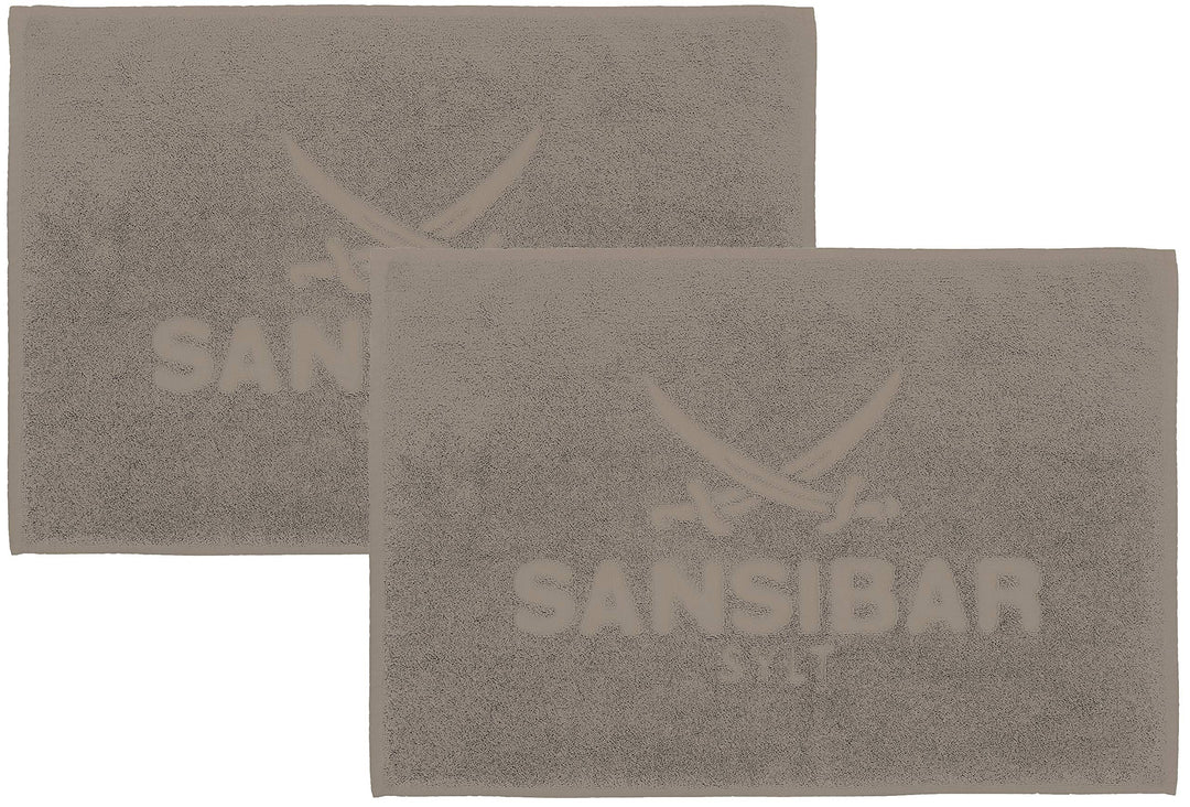 Sansibar Badvorleger Fein-Flor Badteppich Badematte 100% Baumwolle 50x80 cm (50 x 80 cm, Taupe 2er S