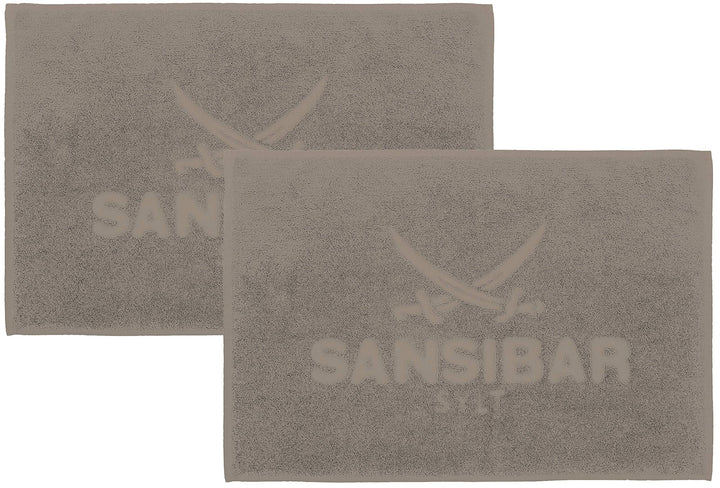 Sansibar Badvorleger Fein-Flor Badteppich Badematte 100% Baumwolle 50x80 cm (50 x 80 cm, Taupe 2er S