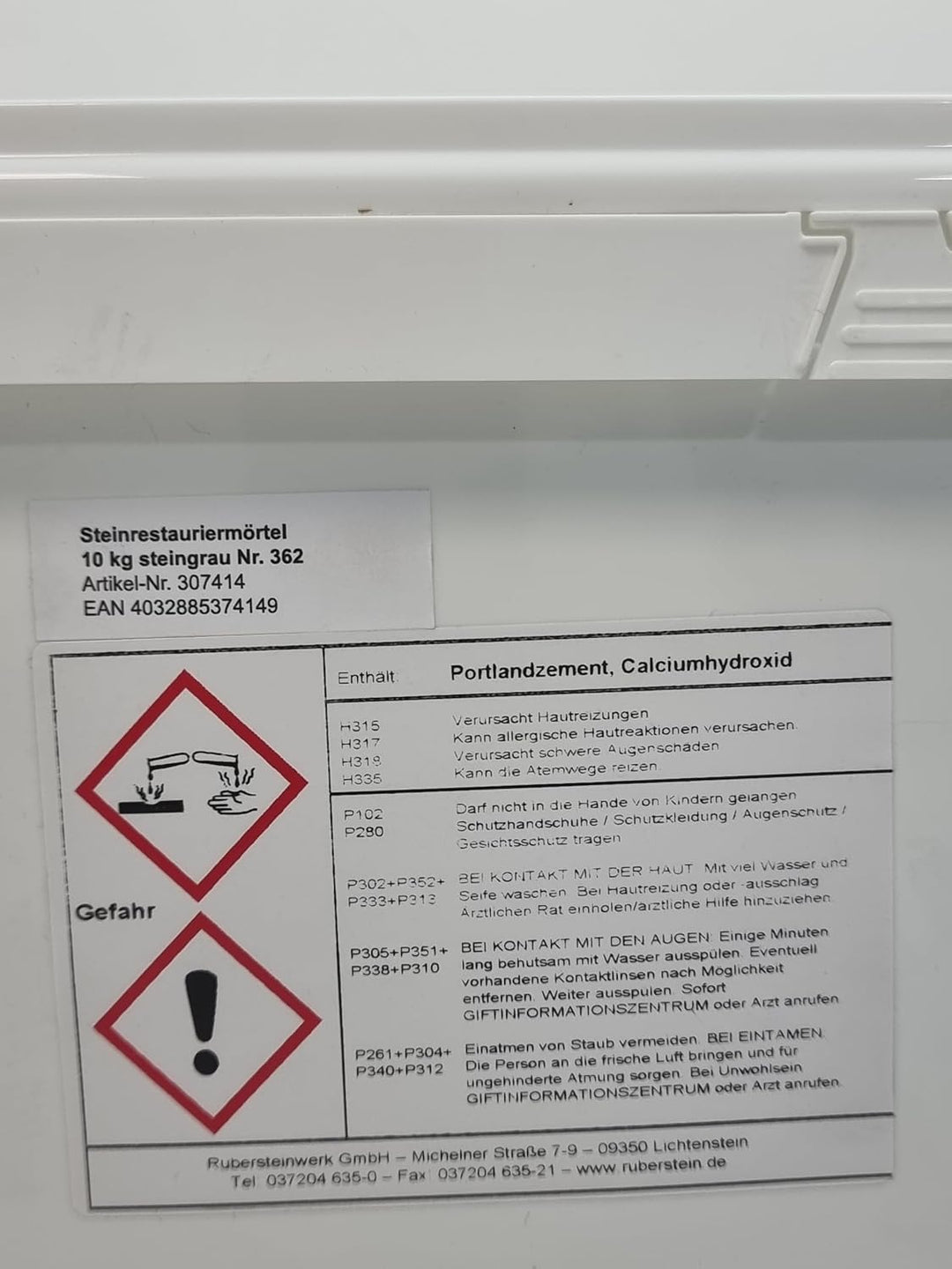 Ruberstein Steinrestauriermörtel/Reparaturmörtel/Mörtel für Sandstein 10 kg im Eimer (steingrau)