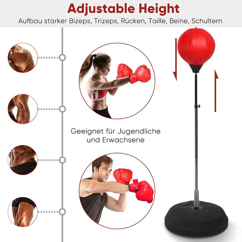 Erwachsene Punchingball Standboxsack Boxen Set Standbox Handschuhen Punching-Training Verstellbar Hö