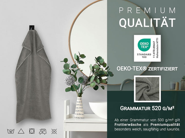 ZOLLNER 6er Set Handtücher, 50x100 cm, Baumwolle, Kochfest, Taupe 50 x 100 cm Braun, 50 x 100 cm Bra