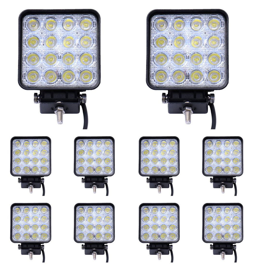 Greenmigo 10x 48W Led Scheinwerfer Offroad Lampe Flood Arbeitsscheinwerfer LED Arbeitslicht 12V 24V