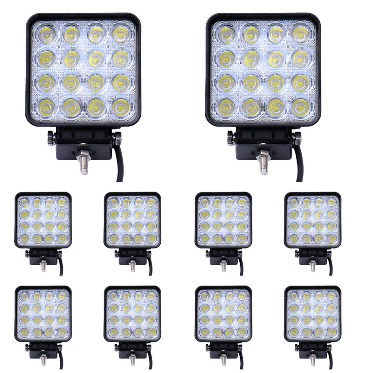 Greenmigo 10x 48W Led Scheinwerfer Offroad Lampe Flood Arbeitsscheinwerfer LED Arbeitslicht 12V 24V