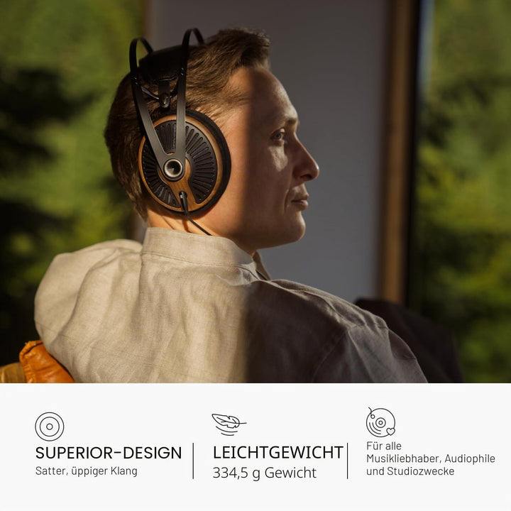 MEZE AUDIO 105 Silva Kabelgebundene Over-the-Ear-Kopfhörer, leicht, audiophil, offene Rückseite, 50