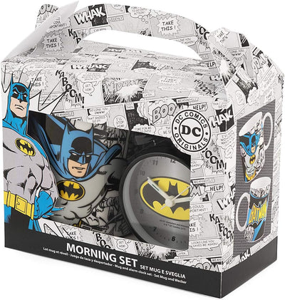 Home DC Comics Batman Set Tasse + Wecker, Porzellan + Metall, cc 360, Schwarz Becher+Wecker Uhr, Bec