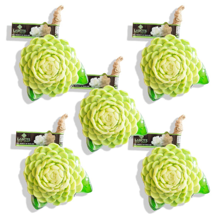 LABOTE Handgemachte thailändische Bio Naturseife Jasmin mit typischem Duft, 5 Stück, Jasmin