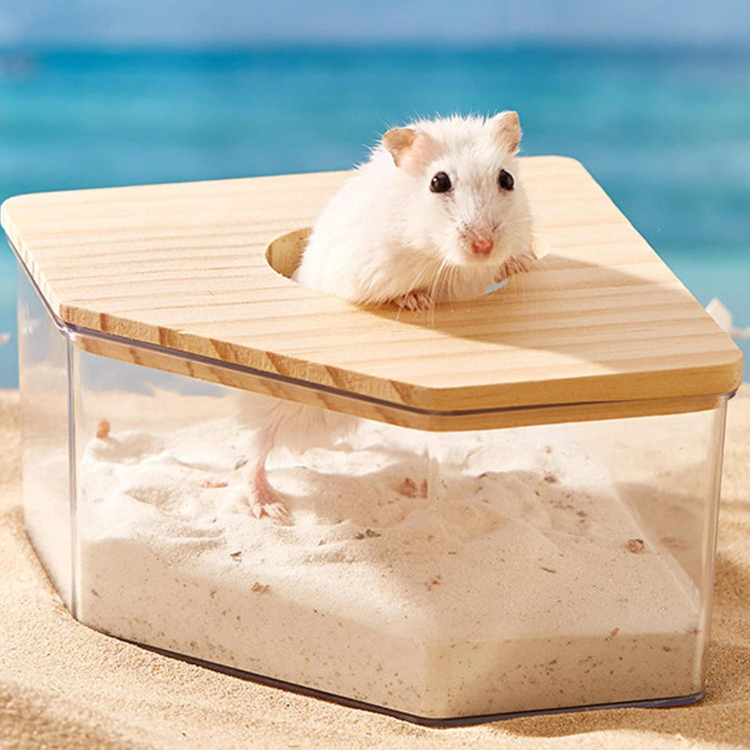 Milageto Hamster Sandbad Ecke, Hamster Toilette Klein, Transparenter 2-in-1 Bad & Toilettenschale au