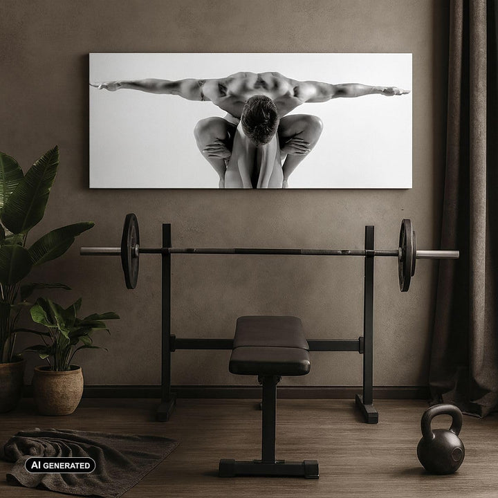 Panorama Bilder auf Leinwand Modell Körper Muskeln Tätowierung Leinwandbild 90x30cm Wandbilder Dekor