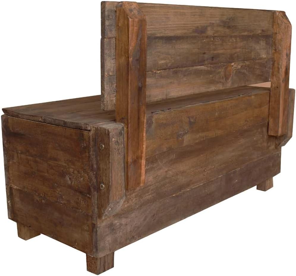 vidaXL Sitzbank mit Staufach Handgefertigt Holzbank Truhenbank Sitztruhe Bank Aufbewahrungstruhe Spi