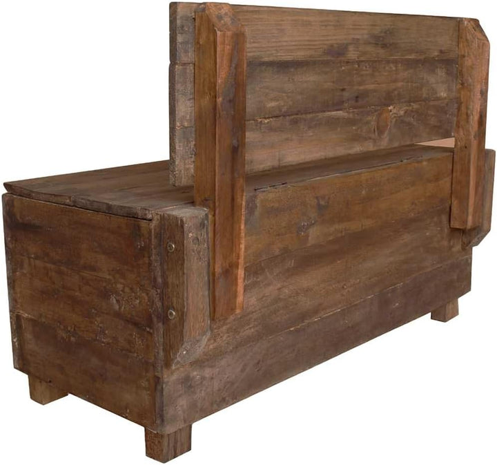 vidaXL Sitzbank mit Staufach Handgefertigt Holzbank Truhenbank Sitztruhe Bank Aufbewahrungstruhe Spi