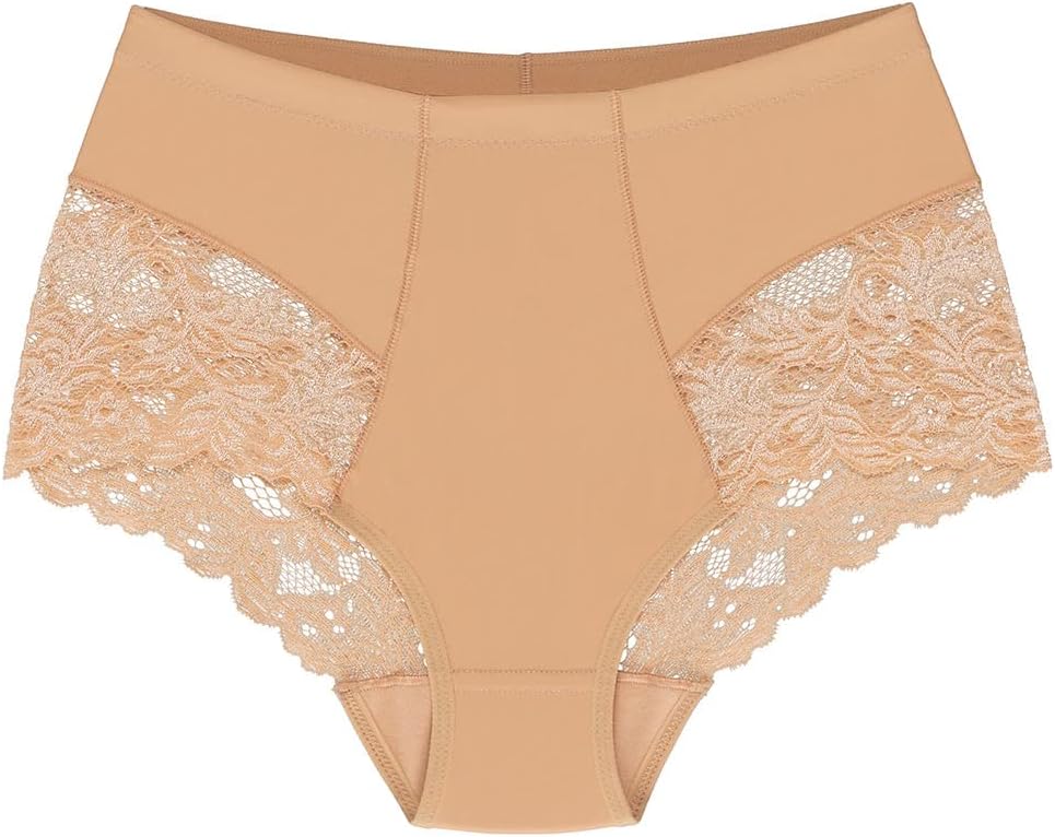 Wolbar Damen Sexy Shapewear-Slips Spitze Miederslip Hohe Taille Figurformende WB184 S Beige, S Beige