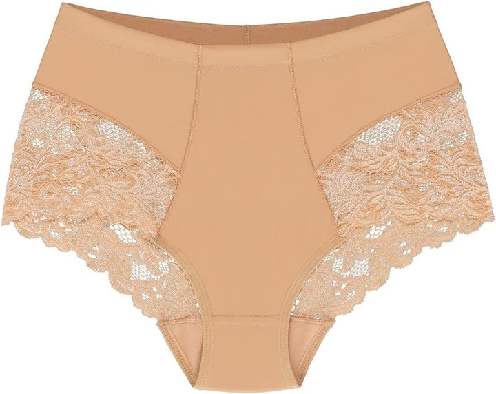 Wolbar Damen Sexy Shapewear-Slips Spitze Miederslip Hohe Taille Figurformende WB184 S Beige, S Beige