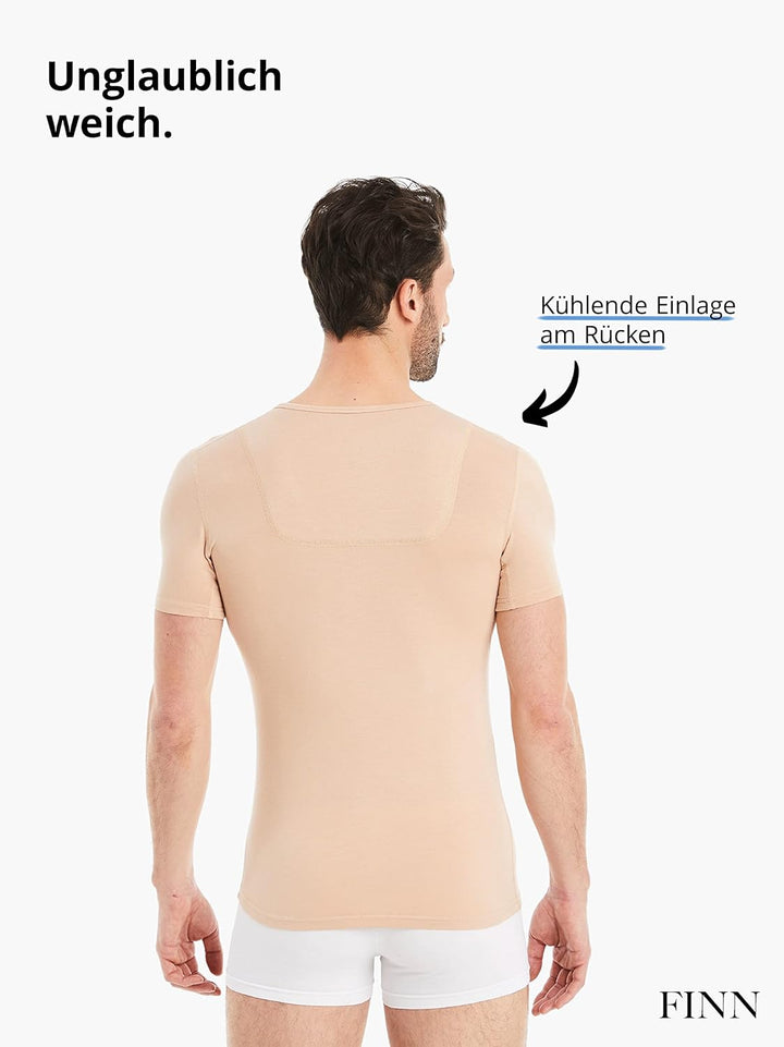 FINN Herren Funktions-Unterhemd mit V-Ausschnitt - Anti-Schweiss Shirt mit Einsätzen gegen Schweissf