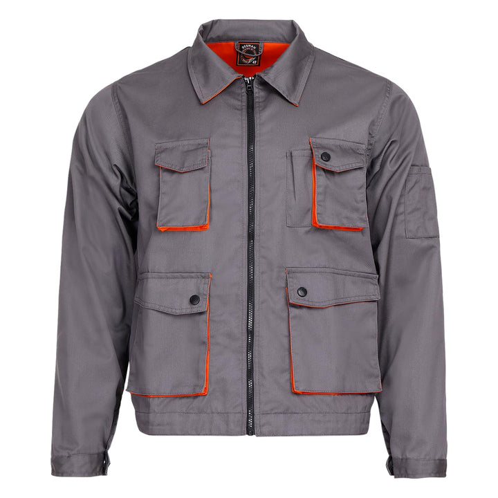 Stenso Desman - Multifunktionale Arbeitsjacke Männer Bundjacke - Grau/Orange 58, 58