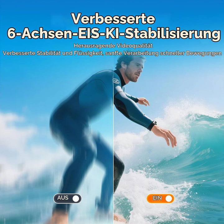 SVBONY 4K 60FPS Unterwasserkamera, EIS2.0 Stabilisierung, Wasserdicht bis 12 Meter ohne Gehäuse, Spr