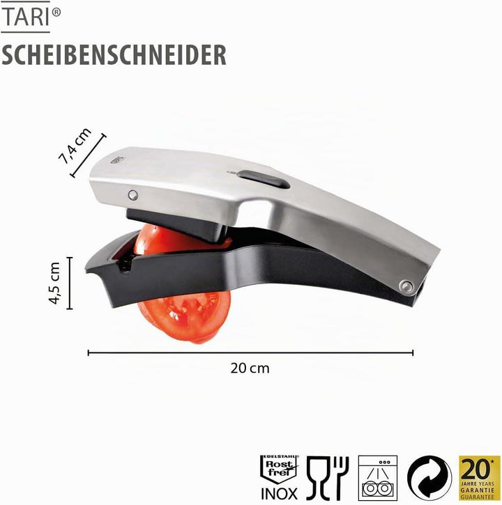 GEFU TARI Gemüseschneider mit 5mm Klingenzähnen - Präziser Scheibenschneider für Obst, Eier &amp; Ka