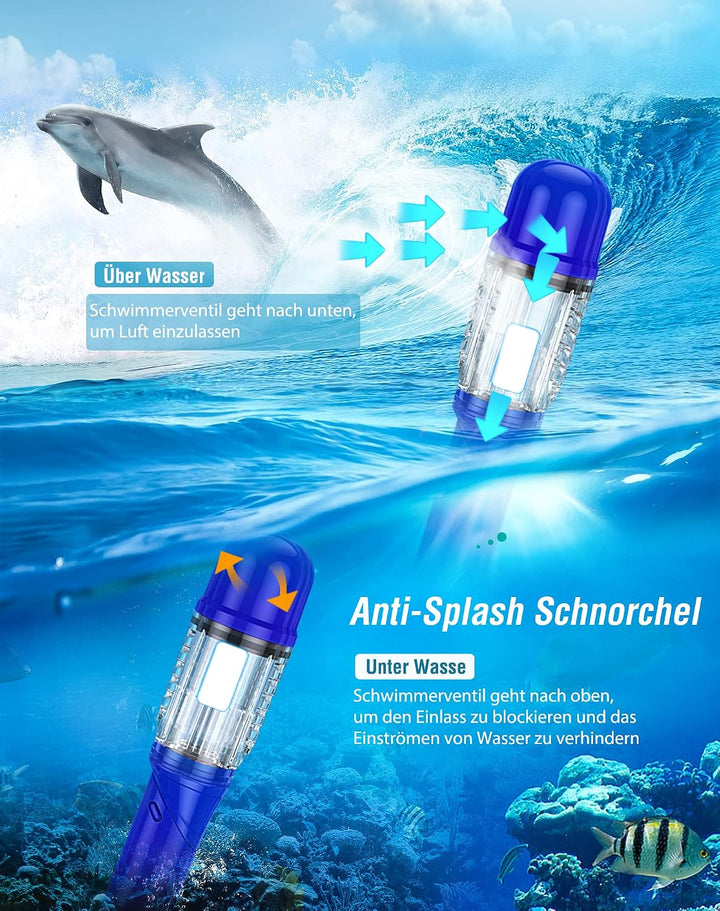 Lealinga Schnorchelset Erwachsene mit Verstellbare Taucherflossen Anti-Leck &amp; Anti-Fog Taucherbrille