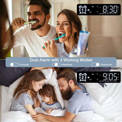 Wecker digital mit 2 Wecker Laut für Tiefschläfer, Wecker mit Licht,Timer,8 White Noise, Wecker mit