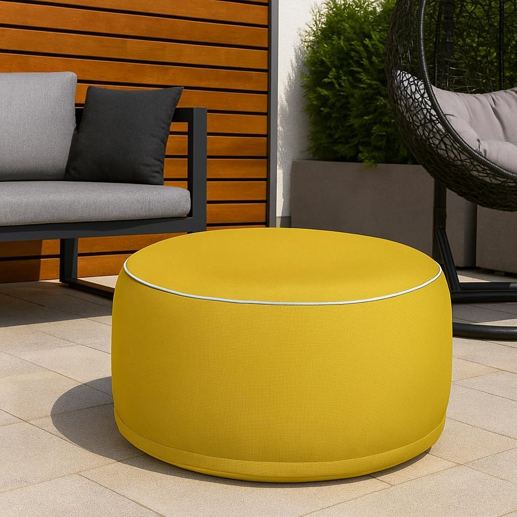 Brandsseller Outdoor Sitzhocker aufblasbar – Pouf Ø 55 x 25 cm – wasserabweisender Sitzsack für Gart
