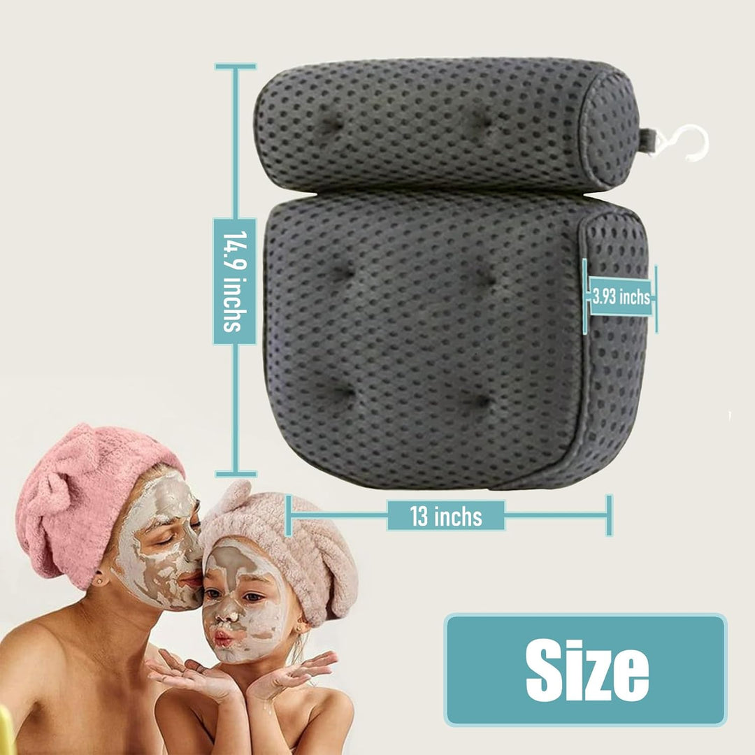 Badewannenkissen aus weichem Memory-Schaum, rutschfest, für Nacken und Rücken, mit 4D-Belüftung und