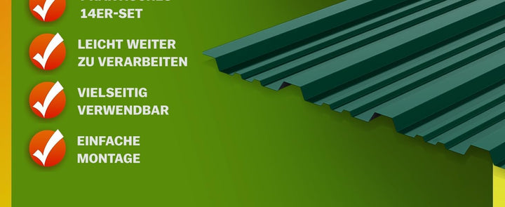 GARDEBRUK® 14x Trapezblech 110x46cm = 7m² Verzinkt Rostresistent Wetterfest Profilblech Dachblech We