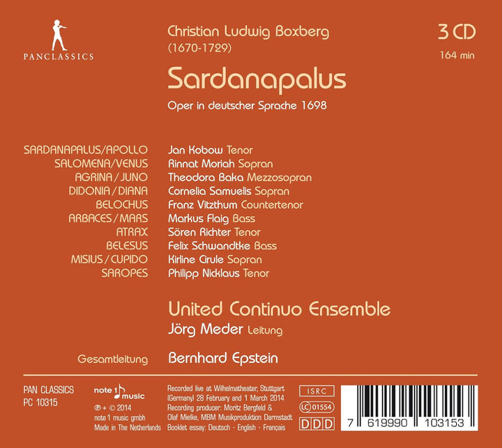 Boxberg: Sardanapalus (Oper in dt. Sprache 1698), Audio-CD