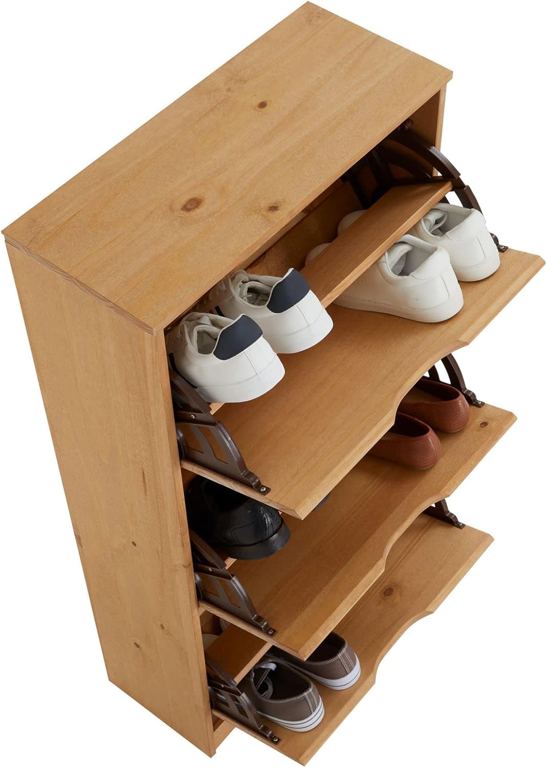 IDIMEX Schuhschrank Basil, schöner Schuhkipper mit 3 Klappen, praktische Schuhkommode aus Kiefer in
