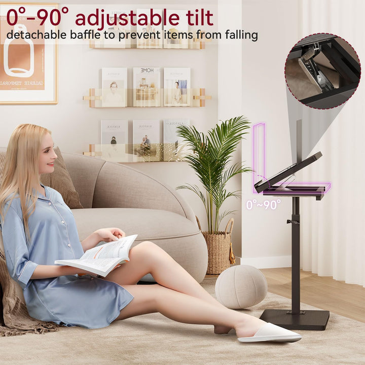 IBUYKE Beistelltisch C Form, 360° Rotierbarer/Höhenverstellbar/Flip Sofatisch, für Telefon/Tablet/La