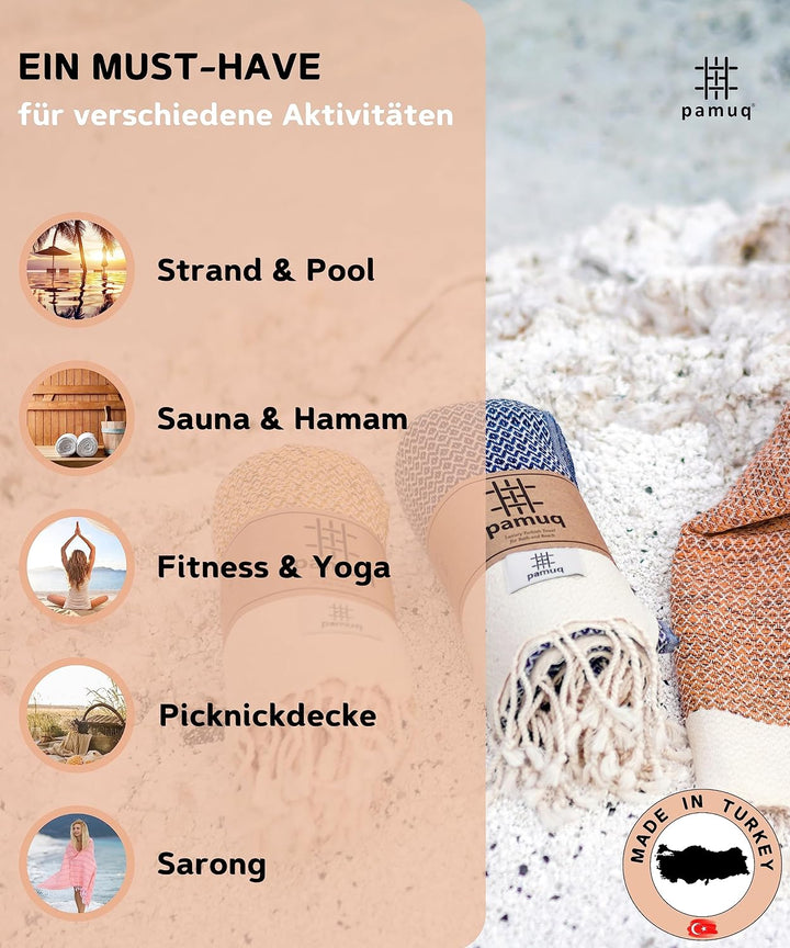 Strandtuch XXL Saunatuch Badetuch Hamamtuch Gross Baumwolle Duschtuch Pestemal Handtuch Fouta Pareo