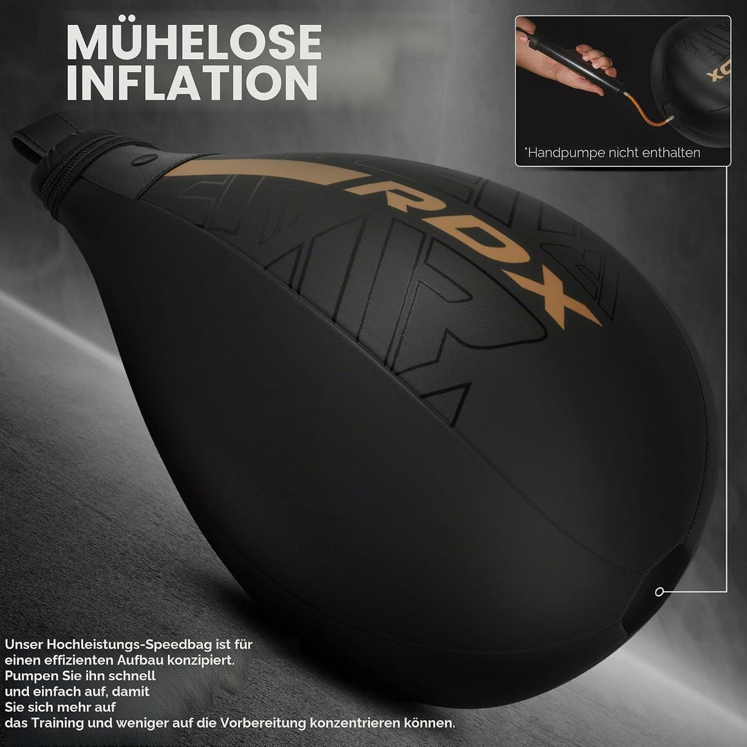RDX Boxbirne Maya Hide Leder Set, Speedball Hängend Mit Halterung, Punchingball Boxing Speed Bag, Ge