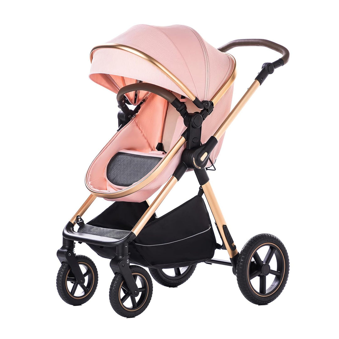 BEBBY Kinderwagen 3 in 1,Kinderwagen Buggy Mit Babyschale,Mit Höhenverstellbarer buggy Komplettset F