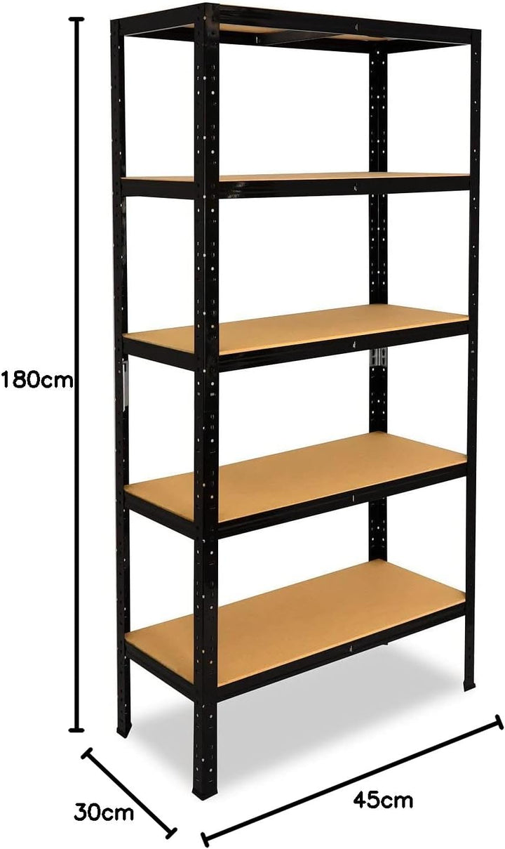 shelfplaza® 180x45x30cm Black Schwerlastregal schwarz/Metallregal schwarz 5 Böden à 175kg Tragkraft/