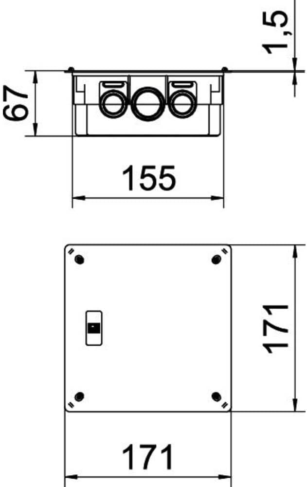 obo-bettermann System conex. IJF. – Box Einbau Shunt uv150 K 150 x 150 x 65 weiss