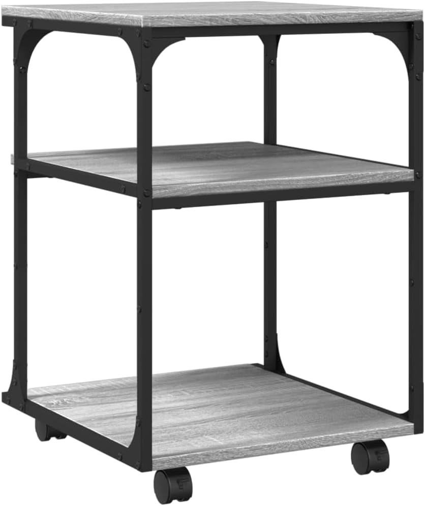 vidaXL Druckerständer , Druckertisch mit 4 Rollen 3 Ablagen, Druckerwagen für Büro Arbeitszimmer, Dr