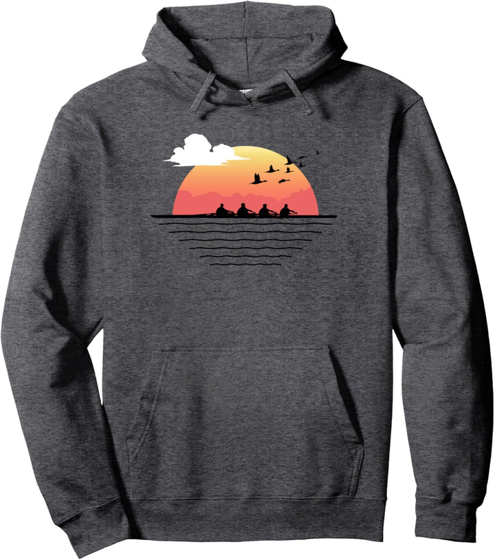 Rowing Team Sunset Lake Geese Silhouette Pullover Hoodie