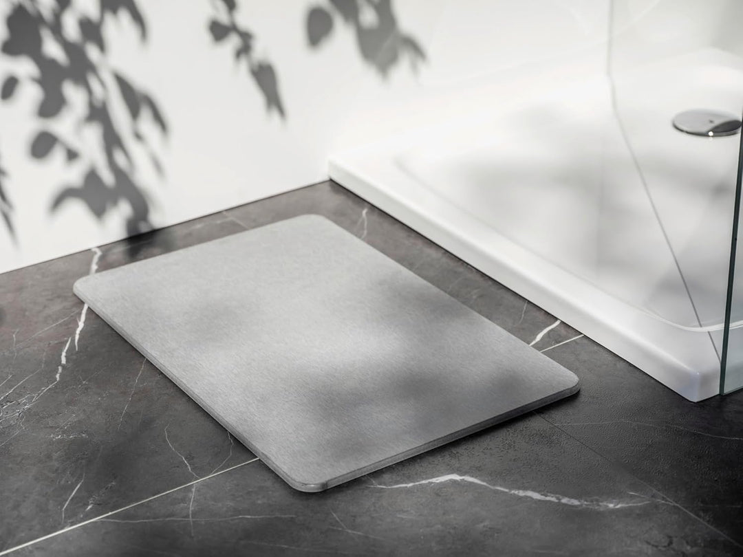 WENKO Badezimmervorlage Mod. Simi aus Kieselgur, hygienische Saunamatte rutschfest, natürlich und la