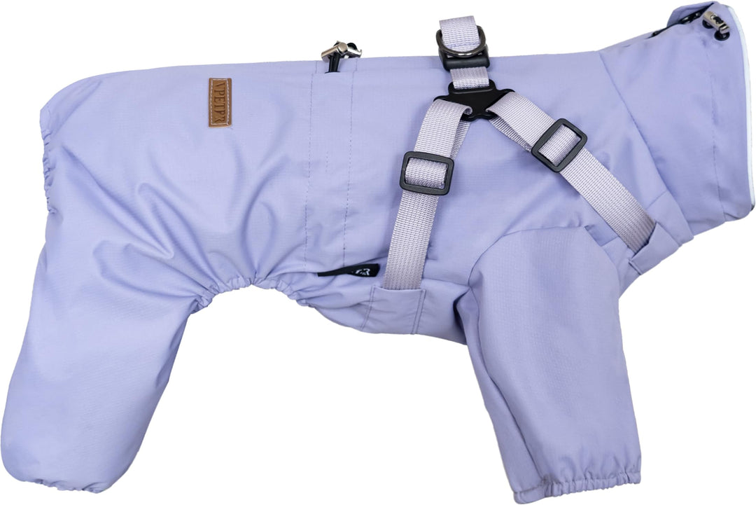 Hundegeschirr-Regenmantel, Verstellbare 4-Bein-Hundejacke mit Geschirr Reflektierender Overall Wasse