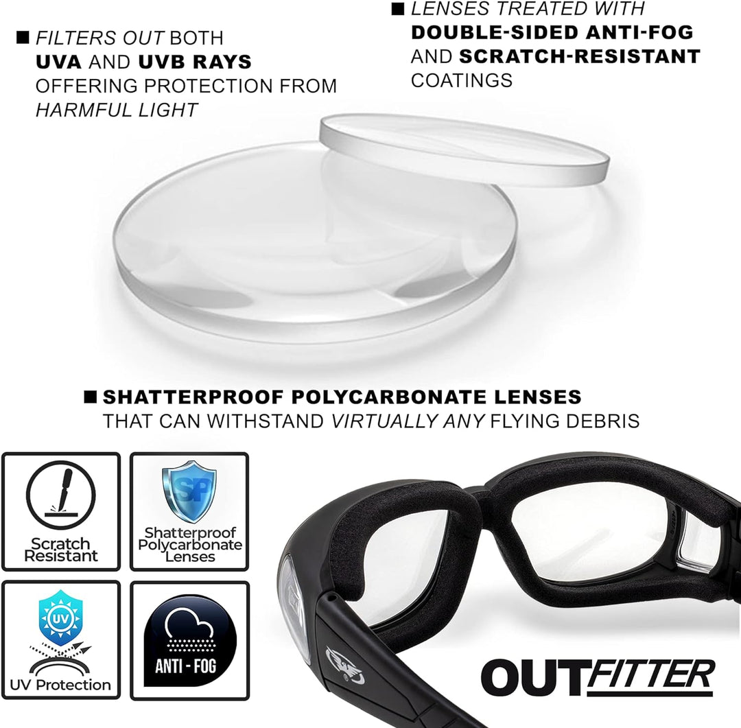 Global Vision Outfitter Motorcycle Glasses (Black Frame/Clear-Smoke Lens)