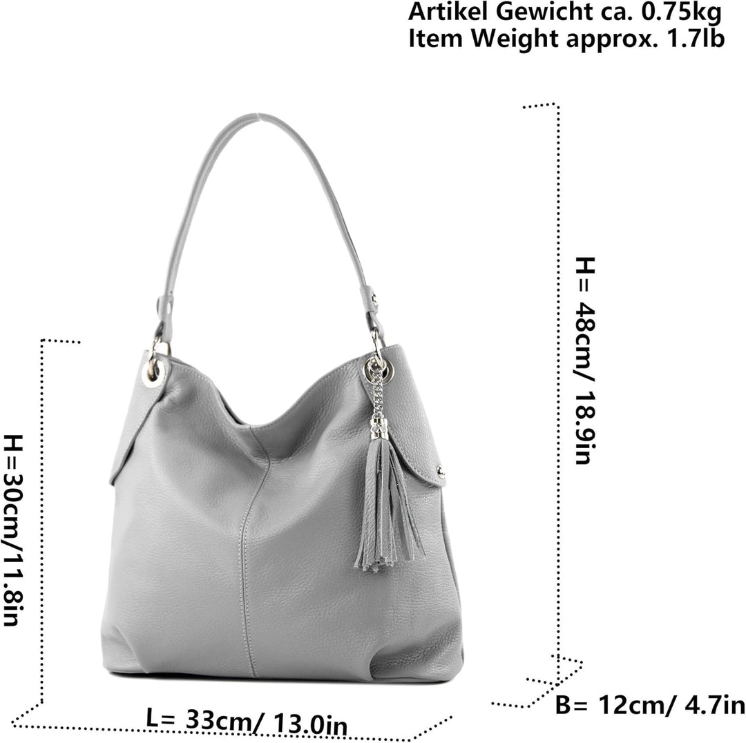 modamoda de T185 Damen Leder Schultertasche, handmade in Italy Gold-metallic, Gold-metallic
