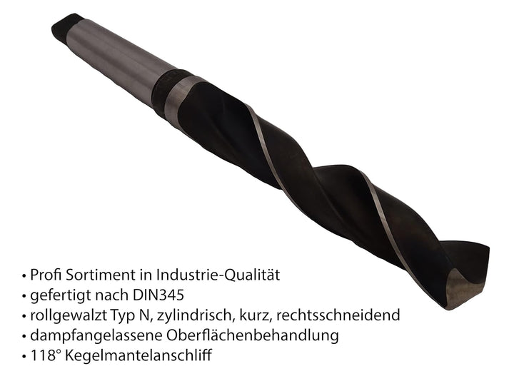 PeTools, Spiralbohrer 9 tlg. HSS Konus-Bohrer, Stahlbohrer 14,5-30mm, Morsekegel MK MK2, MK3 DIN345