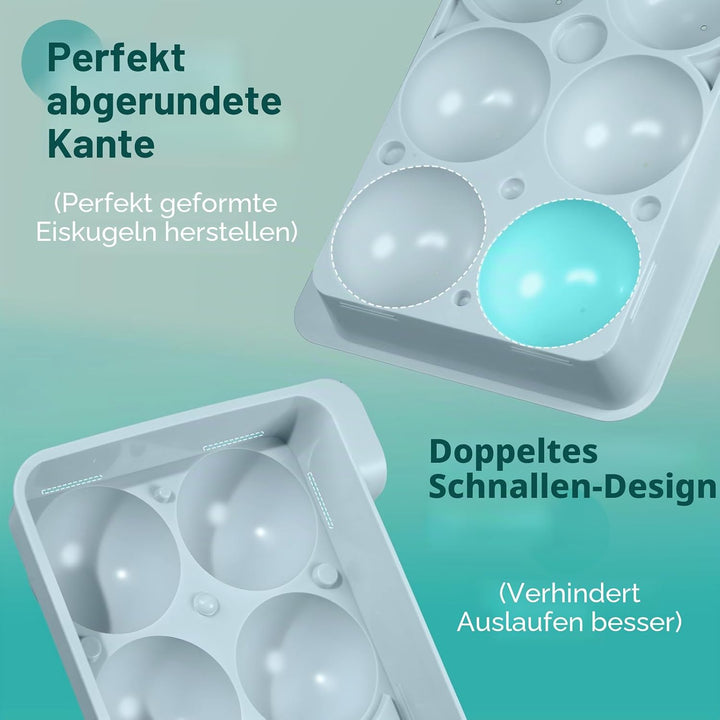 WIBIMEN Grosse Eiswürfelform, 6,3 cm, Whiskey-Eisform, 2 Stück, Kugelform mit Behälter und Zange, au